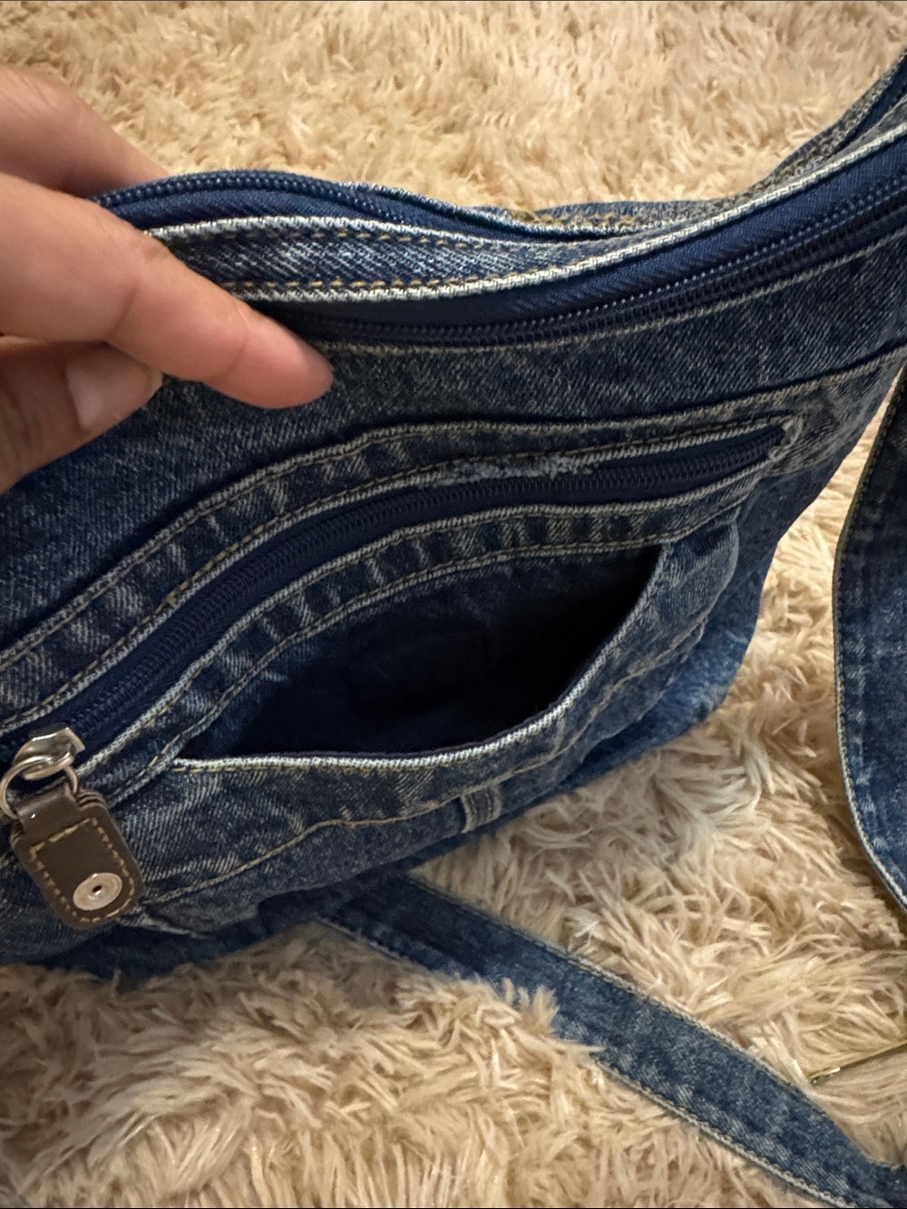 Vintage Denim Crossbody Shoulder Bag in Blue - Picture 5 of 9
